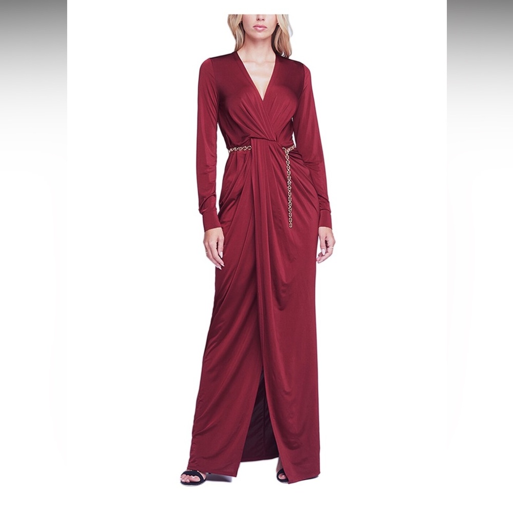 L'AGENCE Deep Red Long Sleeve Dress